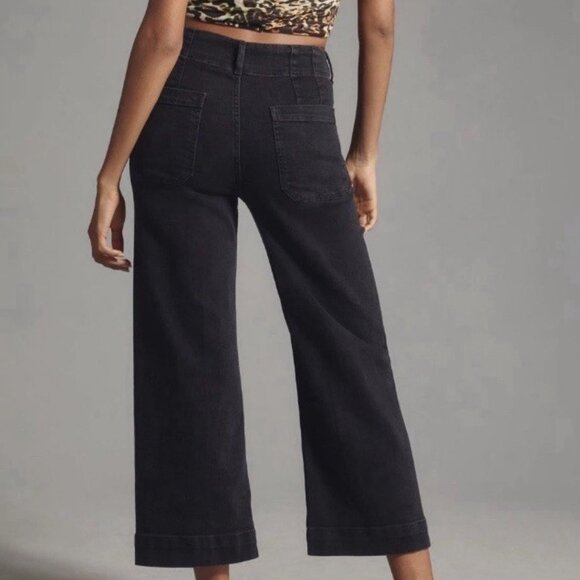 Anthropologie Maeve Colette Wide Leg Crop Jeans Size 27 Black - Picture 4 of 15